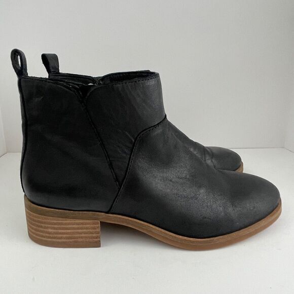 Lucky Brand Prenma Black Leather Ankle Boots Booties Womens 7 - Picture 1 of 7